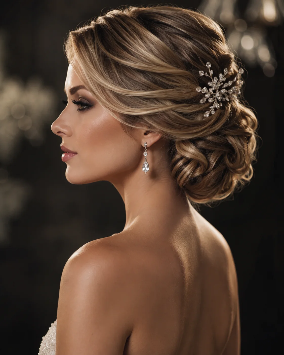 Elegant bridal updo and formal hair styling